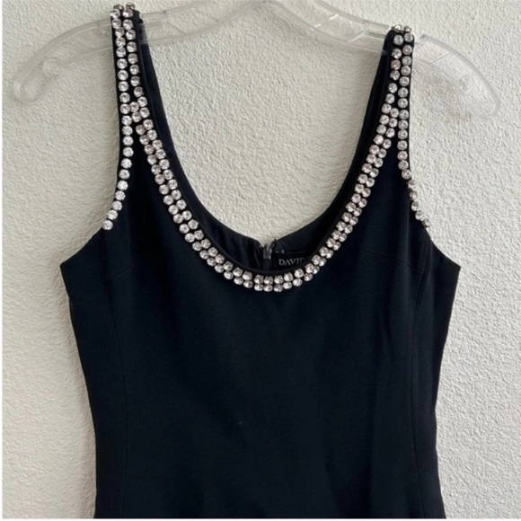 David Koma Crystal Embellished Asymmetrical Midi Dress Black - Picture 3 of 9